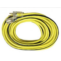 12/3 SJTW OUTDOOR EXTENSION CORD WITH LIGHTED END, 50-FOOT, YELLOW WITH BLACK STRIPE 